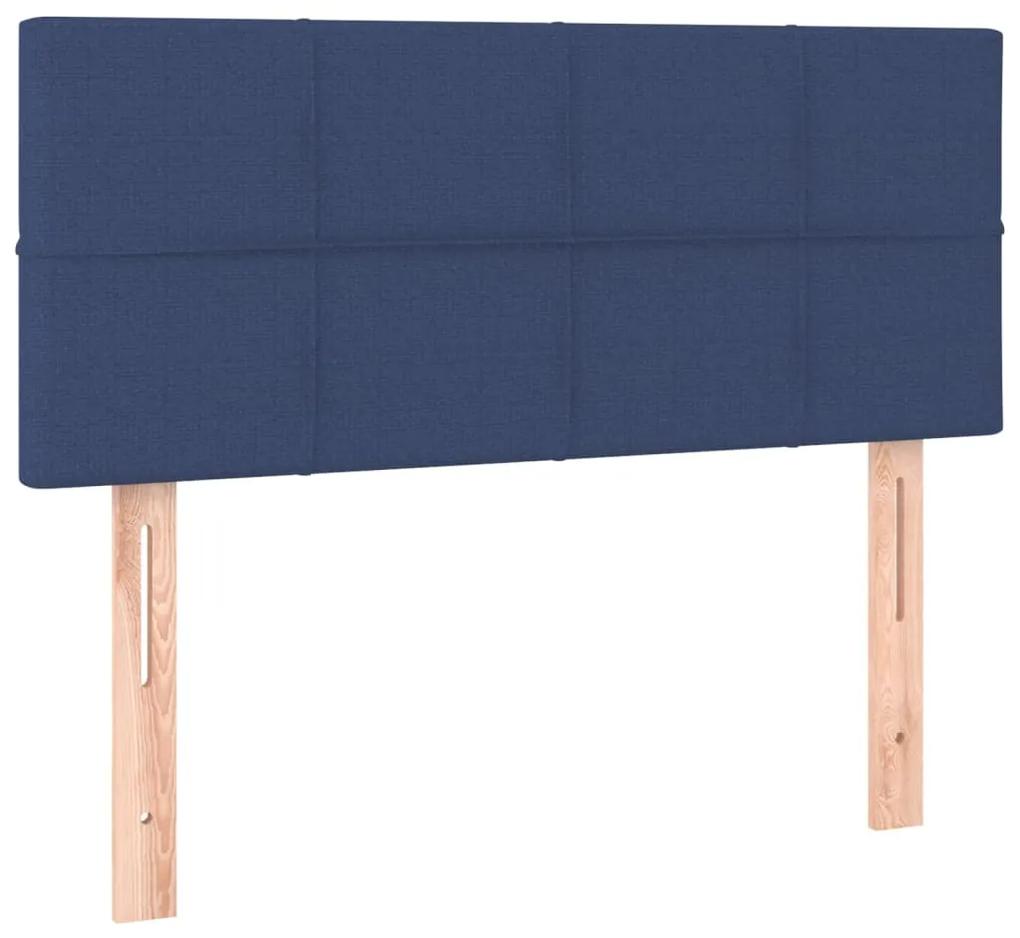 Cama com molas/colchão 90x200 cm tecido azul