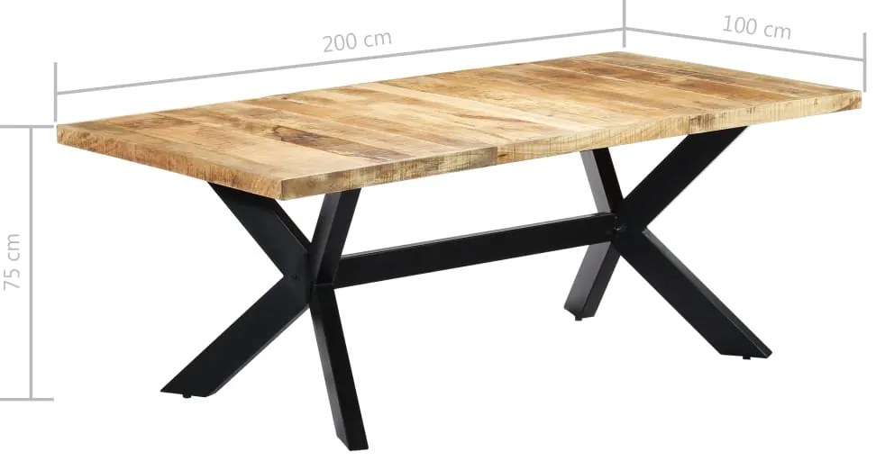 Mesa de jantar 200x100x75 cm madeira de mangueira maciça