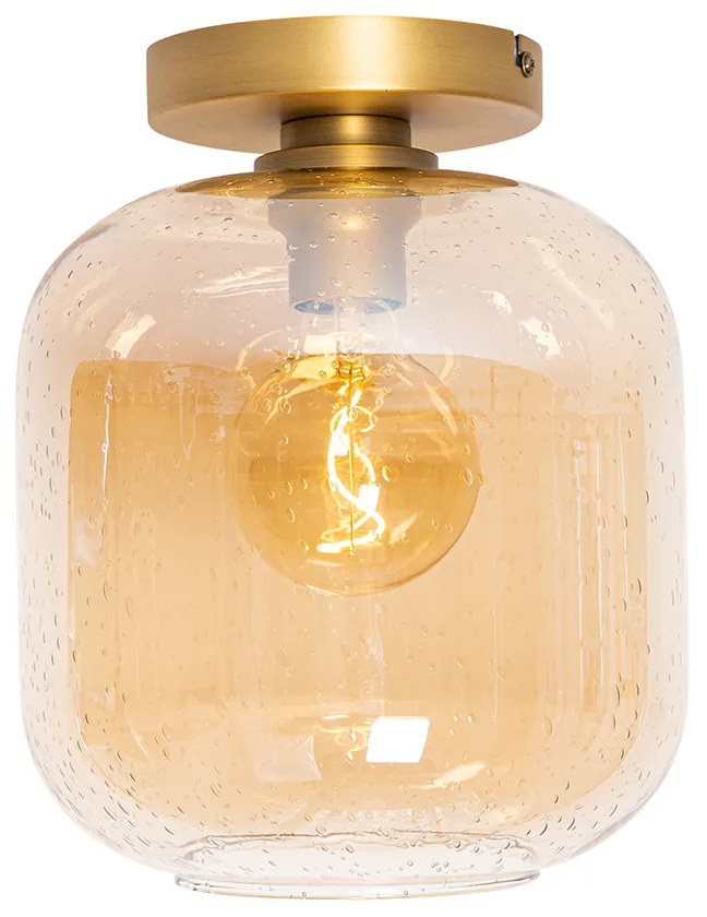 Candeeiro de teto design latão e vidro âmbar - Zuzanna