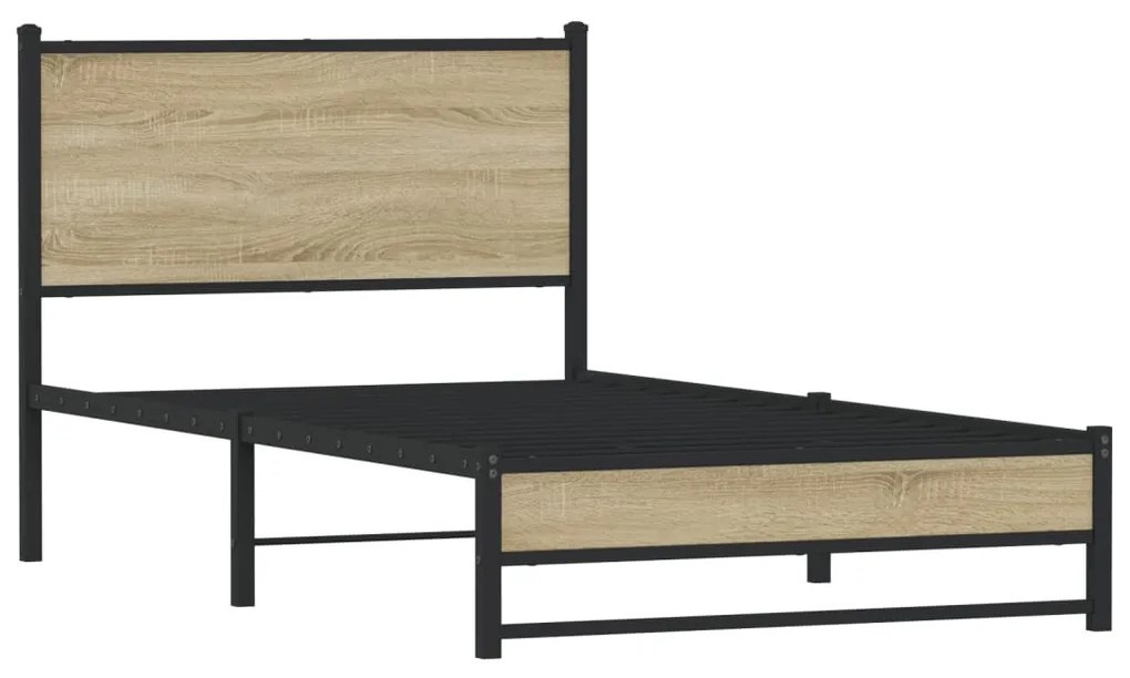 Estrutura de cama sem colchão 107x203 cm metal carvalho sonoma