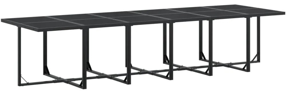 17 pcs conjunto de jantar para jardim textilene preto