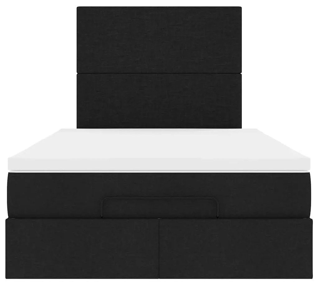 Estrutura de cama otomana com colchão preto 120x190 cm tecido