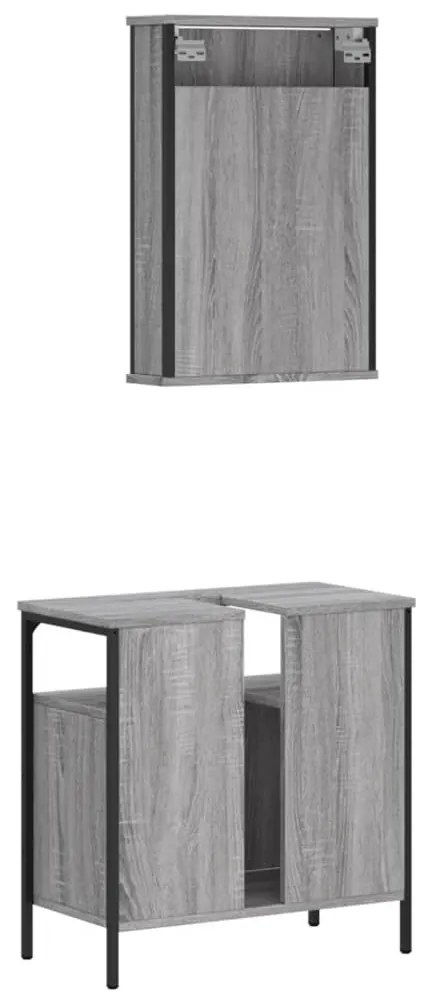 2 pcs conjunto móveis WC derivados de madeira sonoma cinza