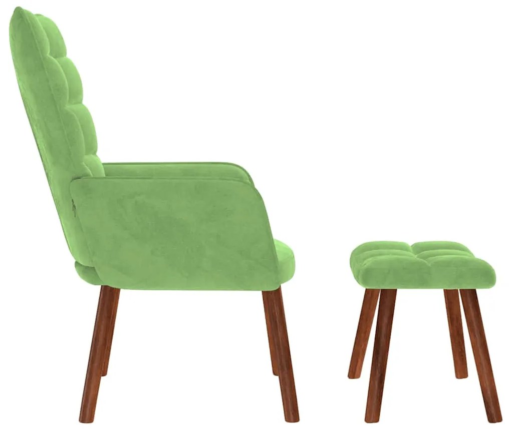 Cadeira de descanso com banco veludo verde-claro