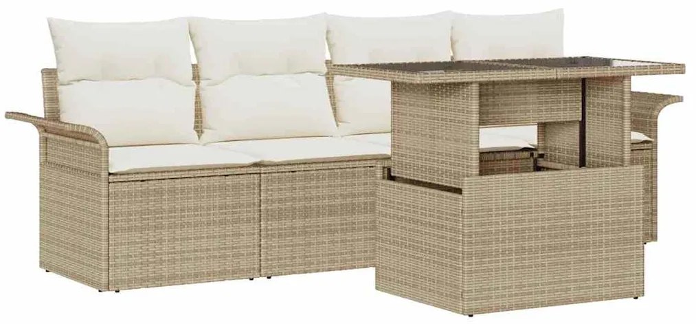 Conjunto de Sofá para Jardim vidaXL com 5 Peças e Almofadas Bege de Ra