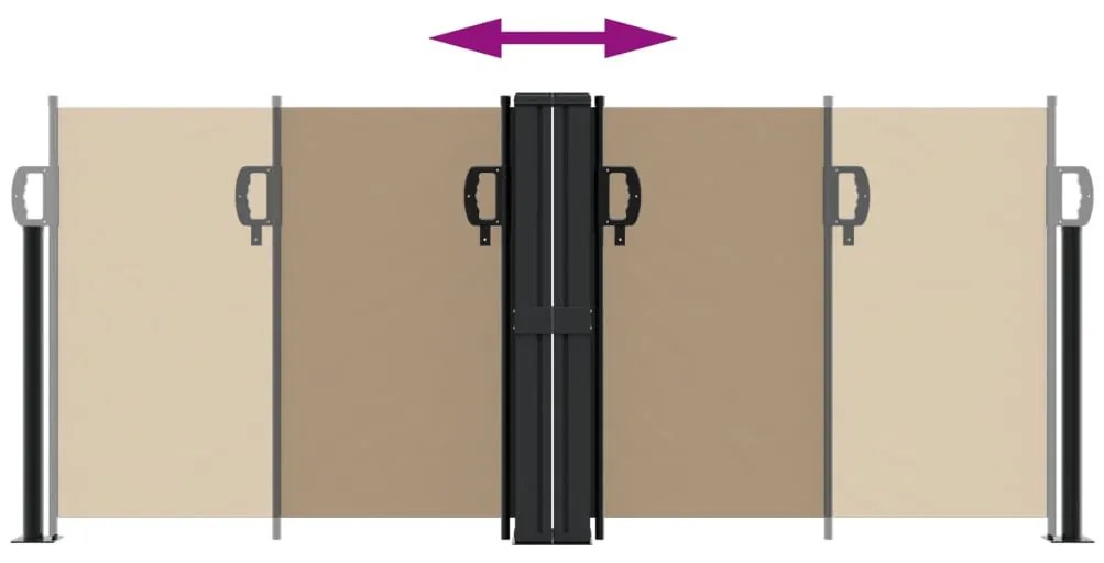 Toldo lateral retrátil 100x600 cm cinzento-acastanhado