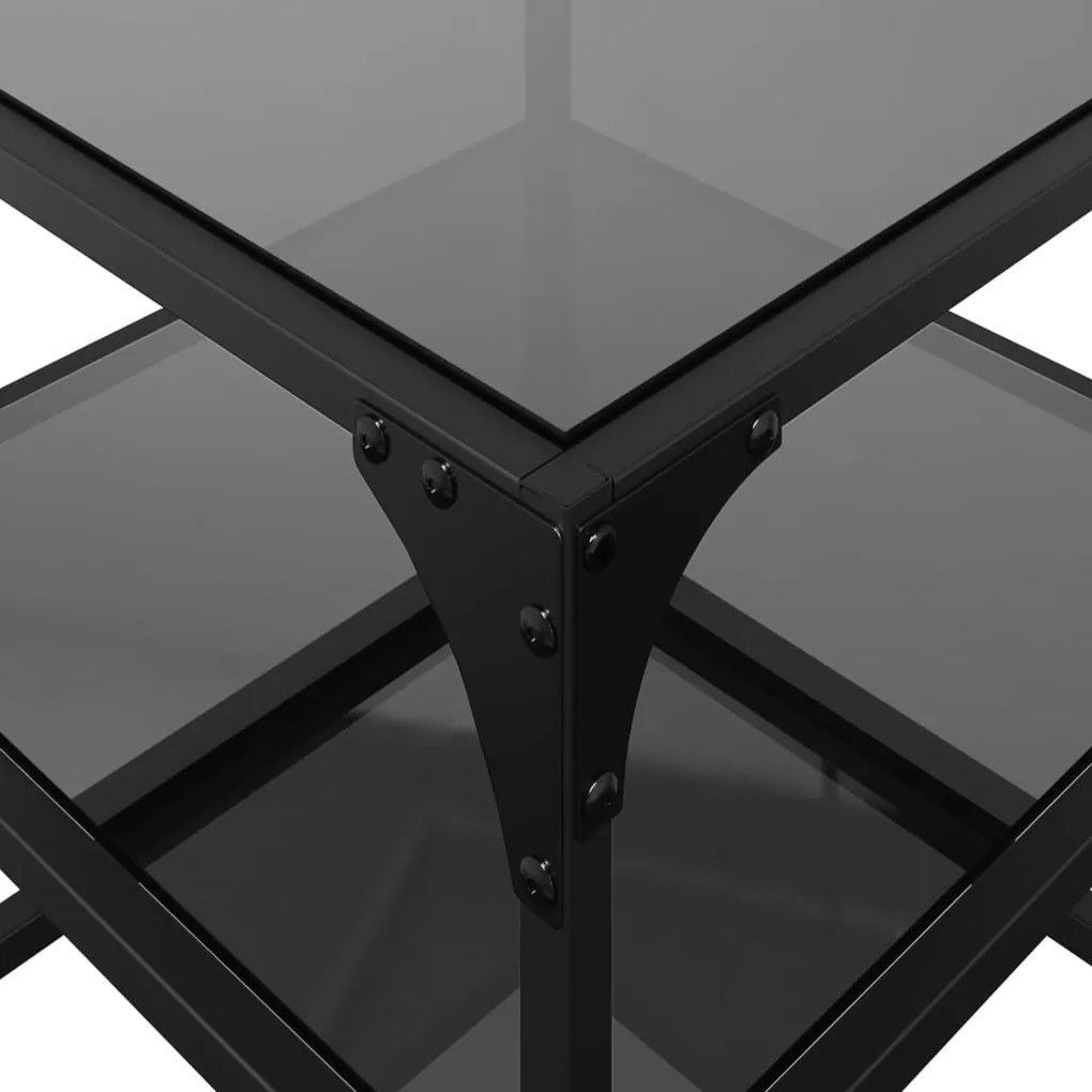 Mesas de centro c/ topo em vidro preto 2 pcs 40x40x45 cm aço