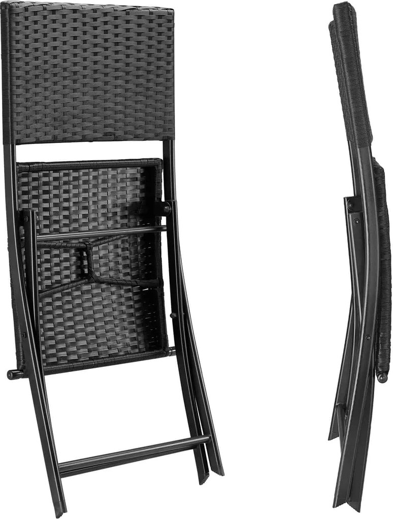 Conjunto de 2 cadeiras dobráveis Polyrattan Rom preto
