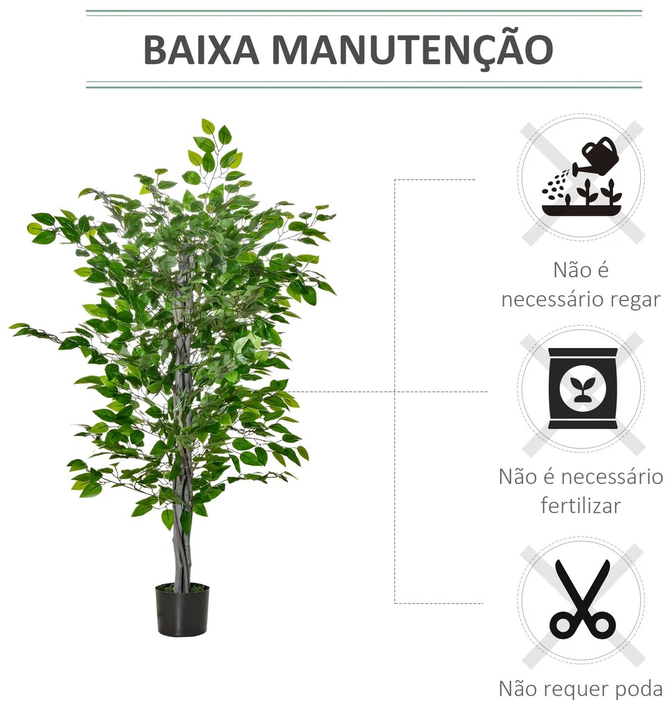 Planta Artificial Ficus 135 cm com Vaso 756 Folhas Planta Artificial R