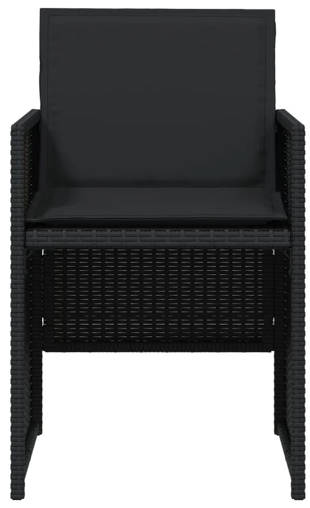 Cadeiras de jardim com almofadões 4 pcs vime PE preto