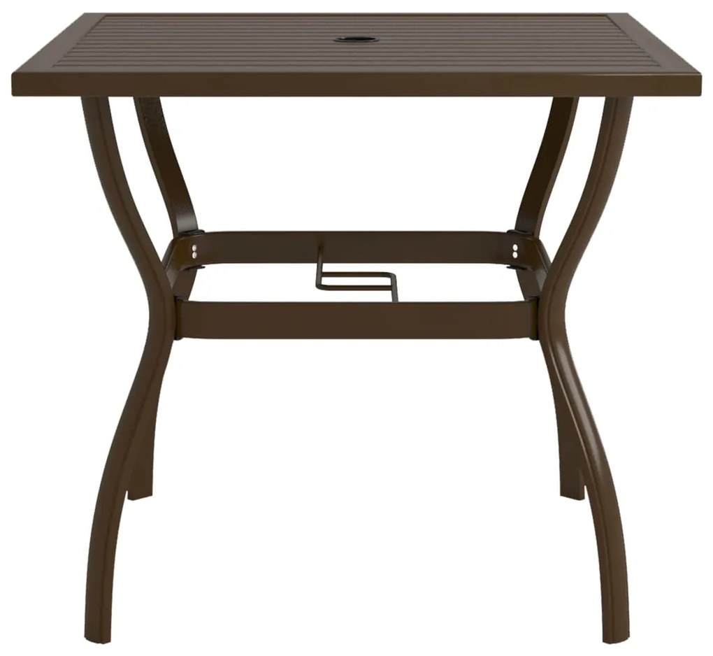 Mesa de jardim 81,5x81,5x72 cm aço castanho