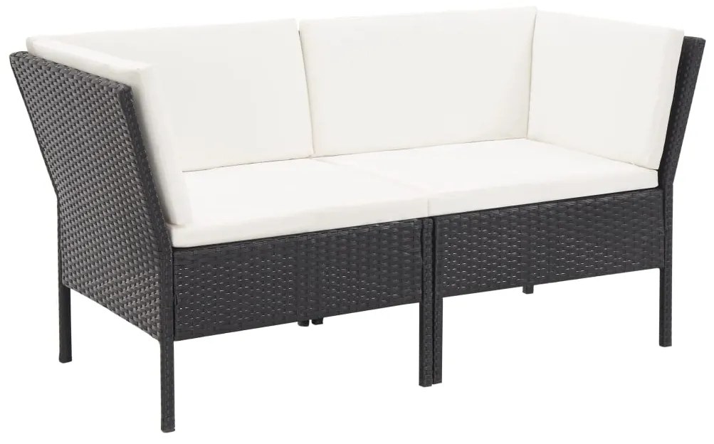 6 pcs conjunto lounge de jardim c/ almofadões vime PE preto