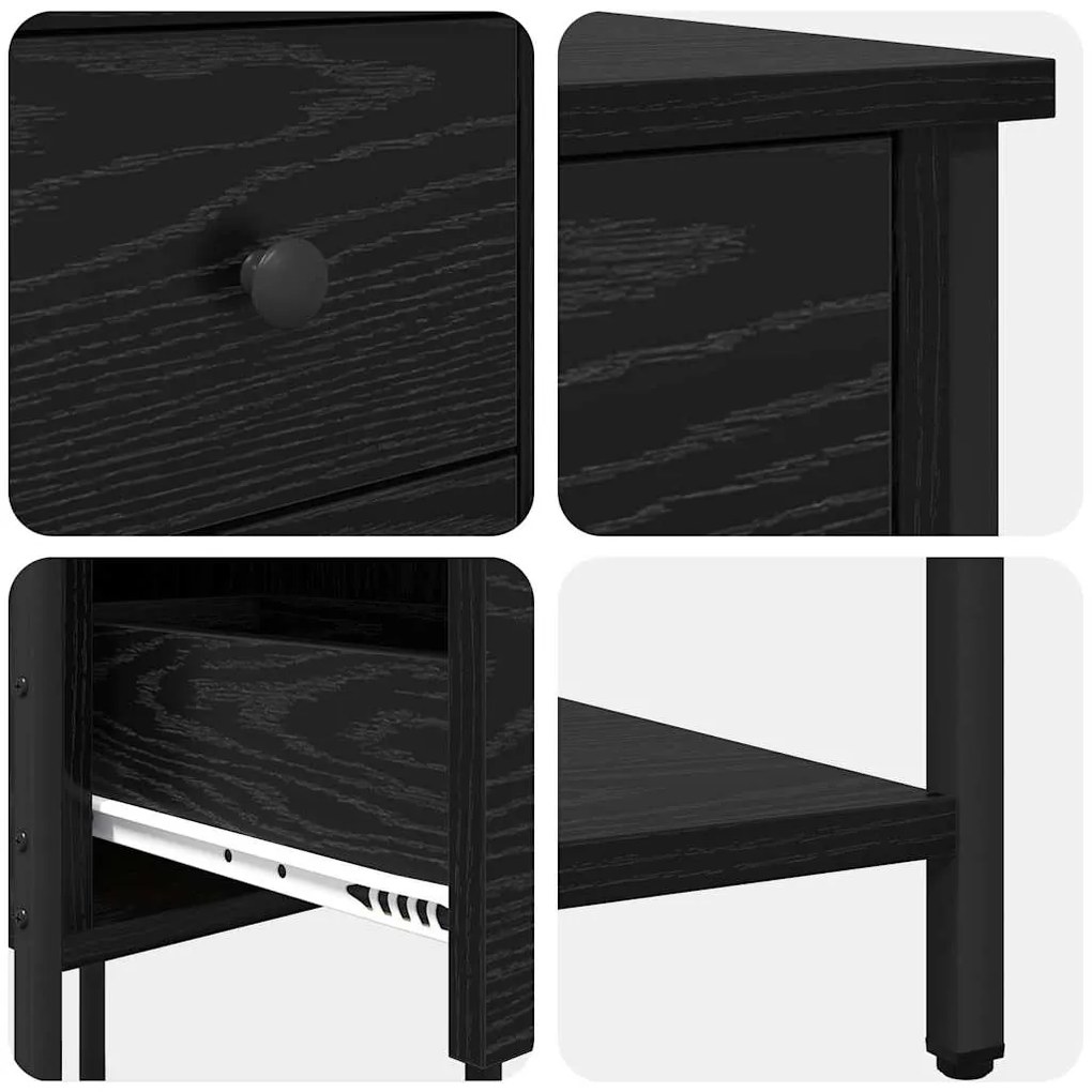 Armário de Cabeceira 2 pcs Carvalho preto 32 x 42 x 70 cm
