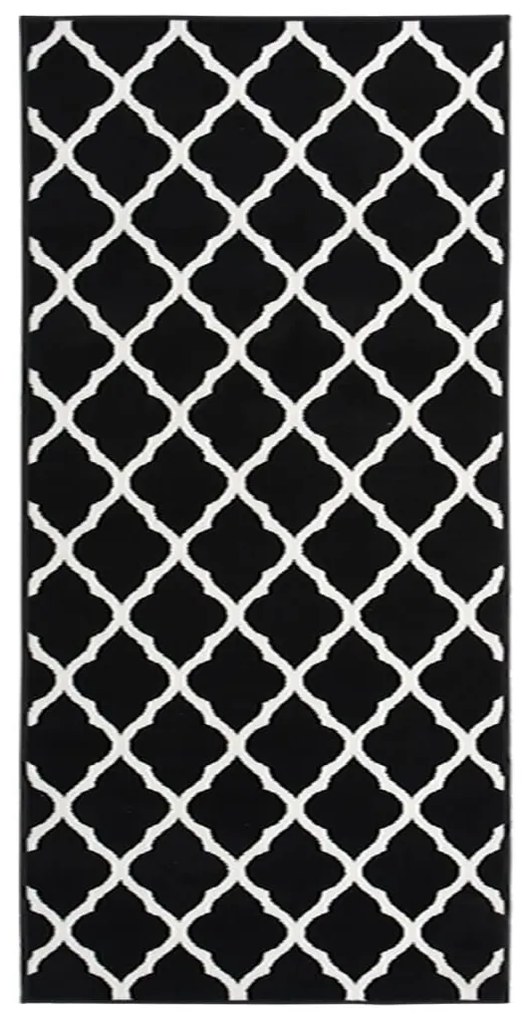 vidaXL Passadeira 100x250 cm polipropileno preto e branco