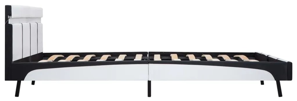 Estrutura de cama c/ LED couro artificial 180x200 cm branco