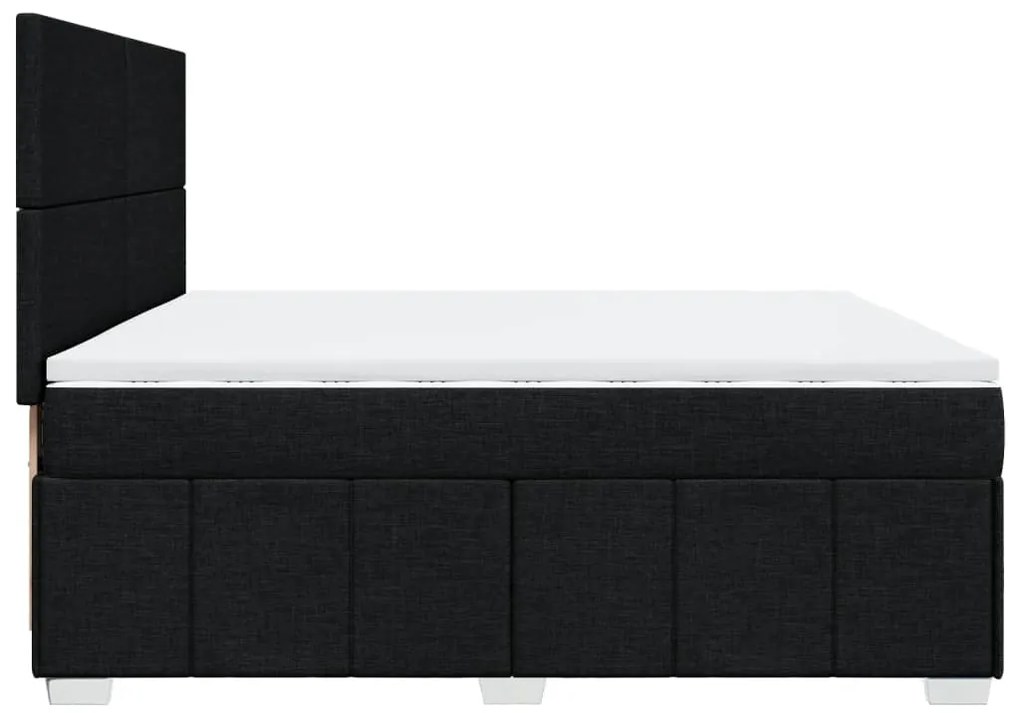 Cama com molas/colchão 200x200 cm tecido preto