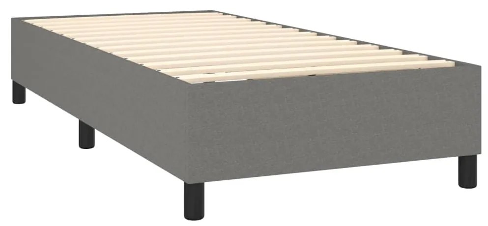 Cama box spring c/ colchão e LED 90x190 cm tecido cinza-escuro