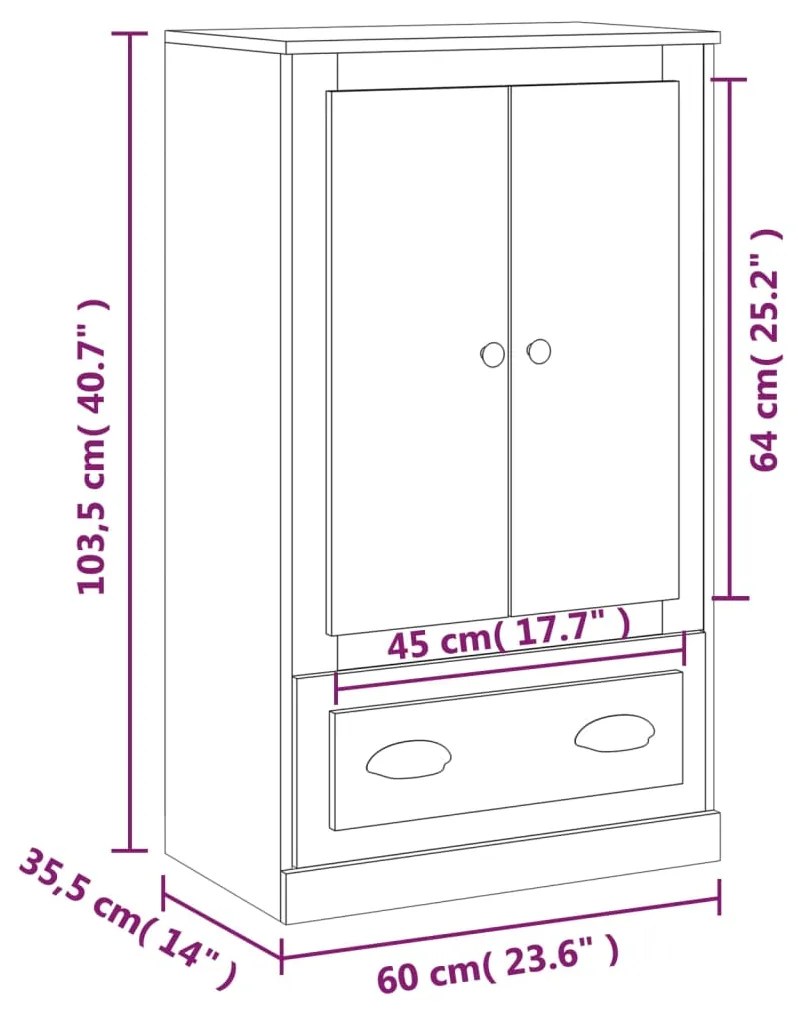 Armário alto derivados de madeira 60x35,5x103,5 cm branco