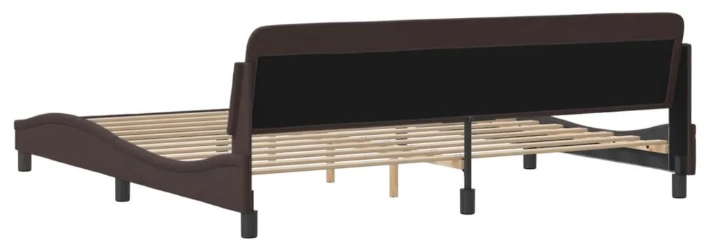 Estrutura de cama sem colchão 200x200 cm tecido castanho-escuro