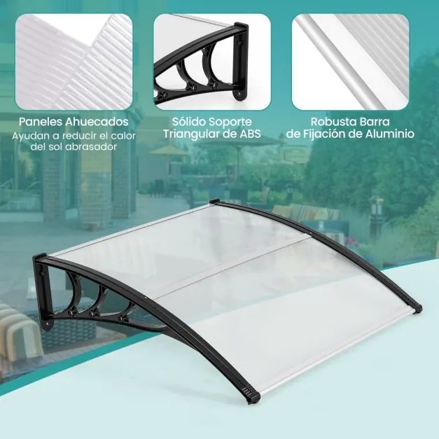 Toldo de 102 x 99 cm para janela ou porta para proteção solar, chuva, neve, vento Transparente