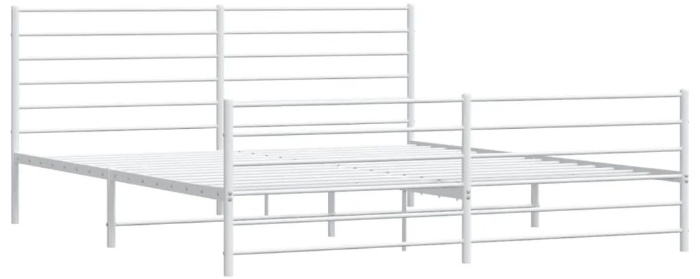 Estrutura de cama com cabeceira e pés 200x200 cm metal branco