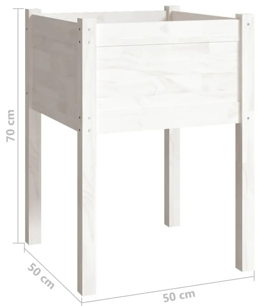 Vaso de jardim 50x50x70 cm madeira de pinho maciça branco