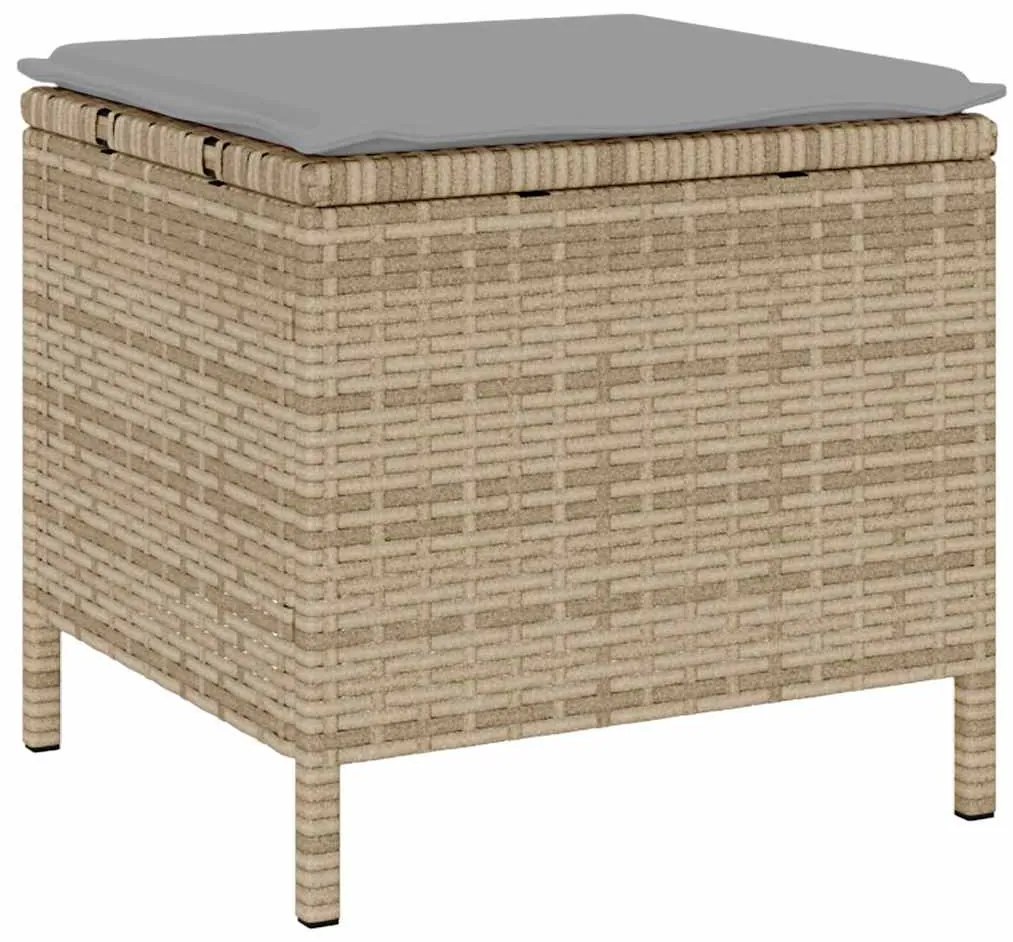 Conjunto de Jantar Jardim 3 Peças com Almofadas Bege em Rattan Sintéti