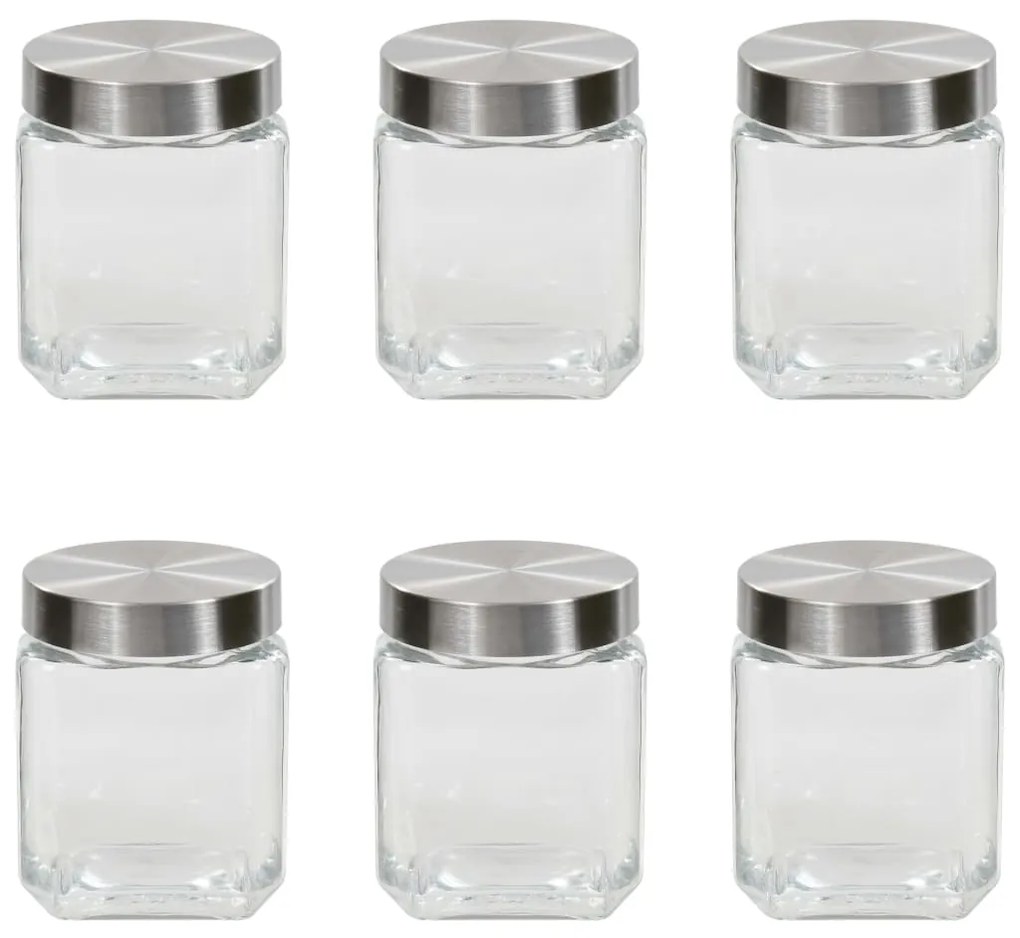 50844 vidaXL Frascos de vidro com tampa prateada 6 pcs 1200 ml