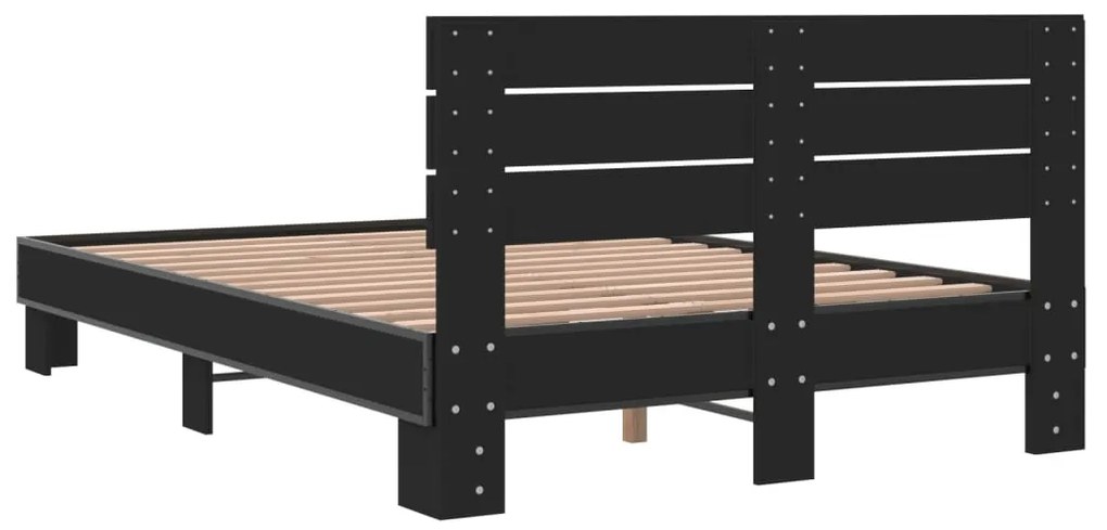 Estrutura de cama 120x200 cm derivados de madeira/metal preto