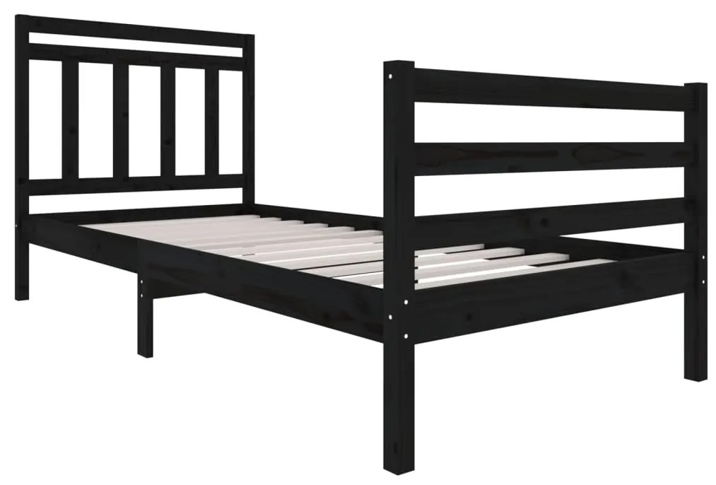 Estrutura cama de solteiro 90x200 cm madeira maciça preto