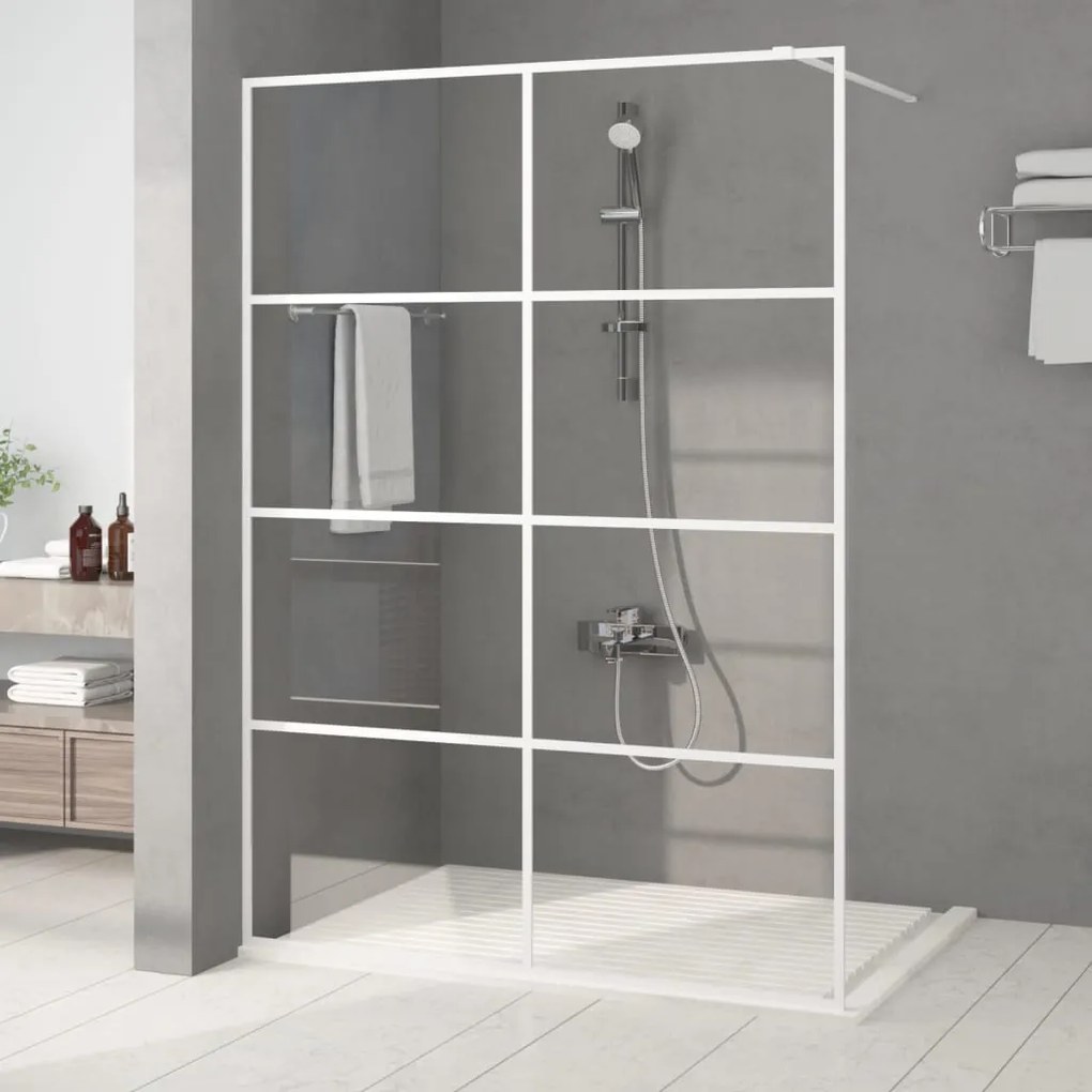 vidaXL Divisória de chuveiro 140x195 cm vidro transparente ESG branco