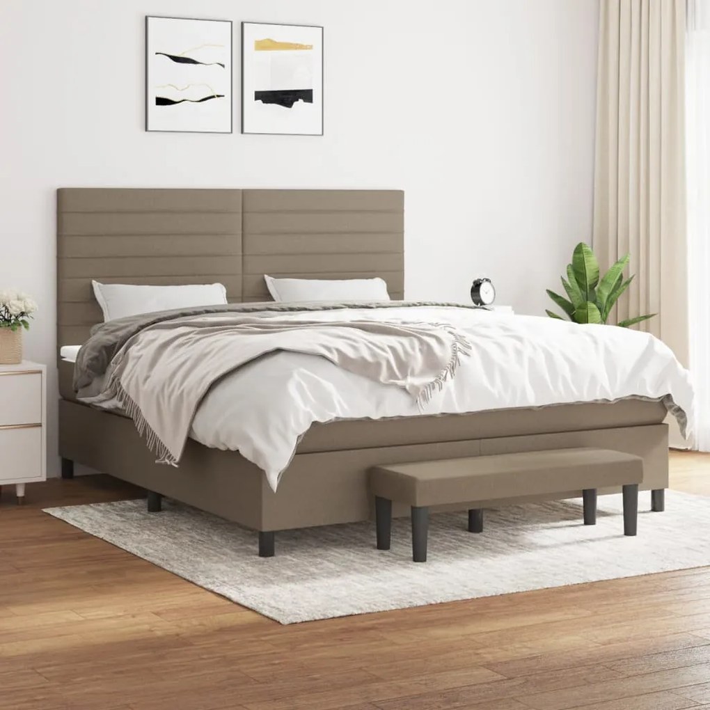 vidaXL Cama com molas/colchão 180x200 cm tecido castanho-acinzentado