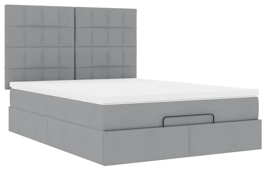 Estrutura de cama otomana com colchão 140x190 cm cinzento claro