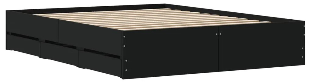 Estrutura de cama c/ gavetas 150x200 cm derivados madeira preto