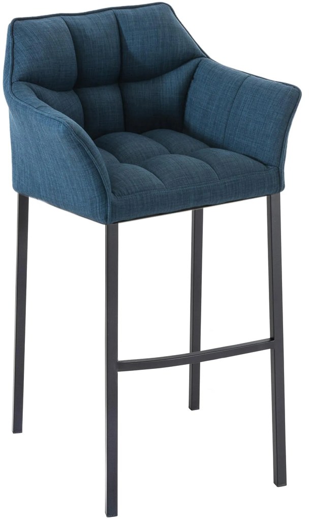 Banco de bar Damaso em tecido e com estrutura preta 64 x 110 x 48 cm Azul