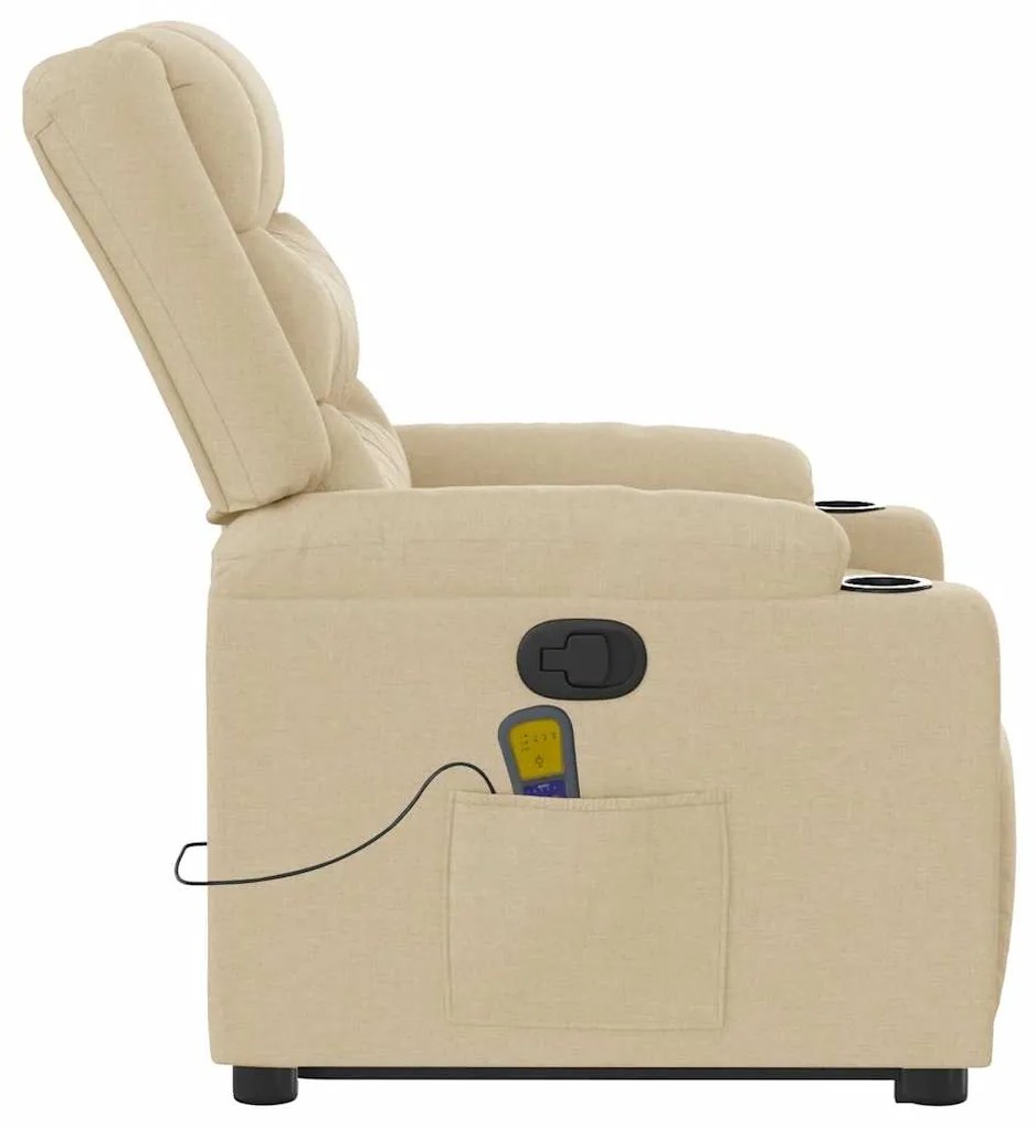 Poltrona elevatória de massagens tecido cor creme