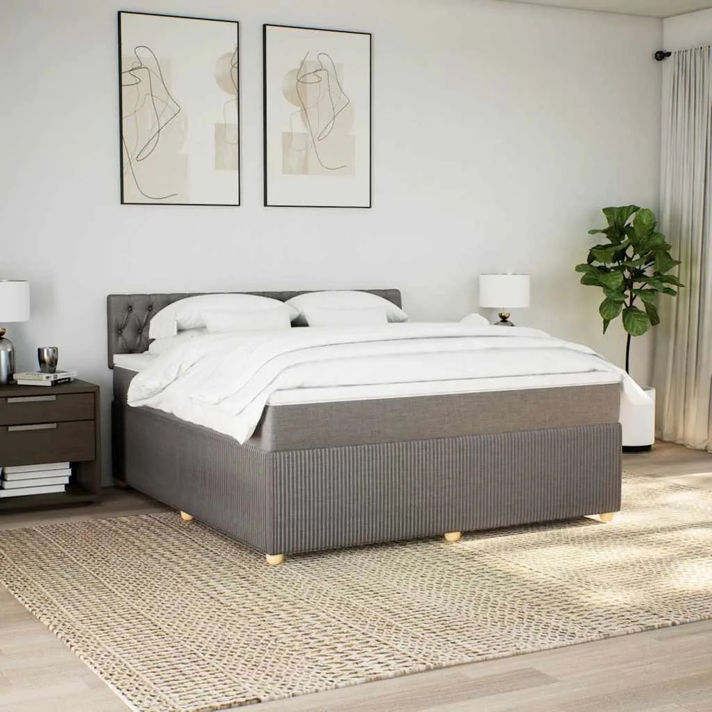 Cama com molas/colchão 180x200 cm tecido castanho-acinzentado