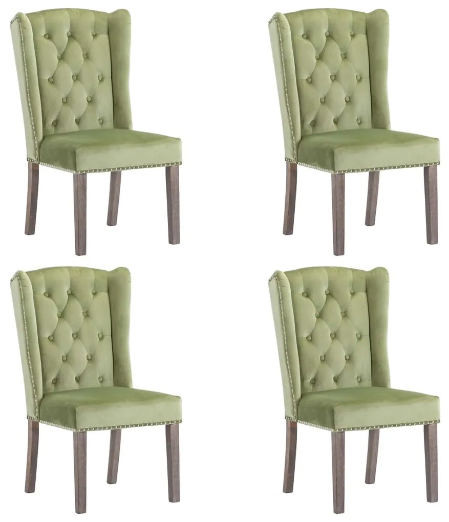 vidaXL Cadeiras de jantar 4 pcs veludo verde-claro
