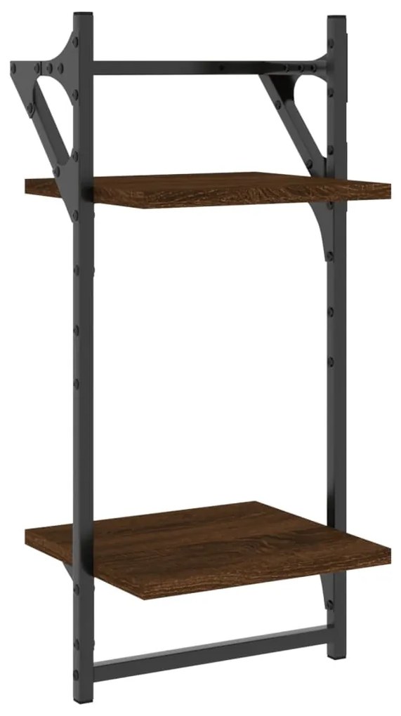 Estante 2 prat. c/ barras 2 pcs 30x25x65 cm carvalho castanho