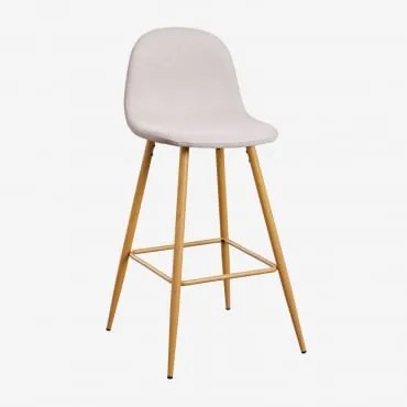 Pacote Com 4 Bancos Altos Glamm Beige Creme & ↑75 Cm & Madeira Natural - Sklum