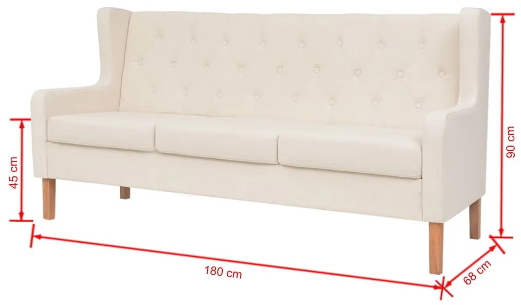 Conjunto de sofás 2 pcs tecido branco nata