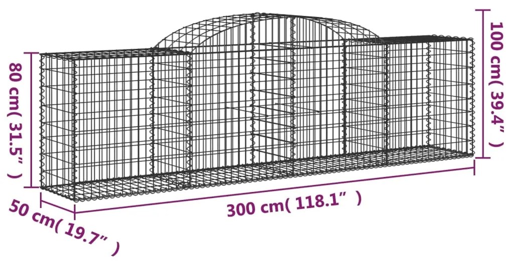 Cestos gabião arqueados 11pcs 300x50x80/100cm ferro galvanizado