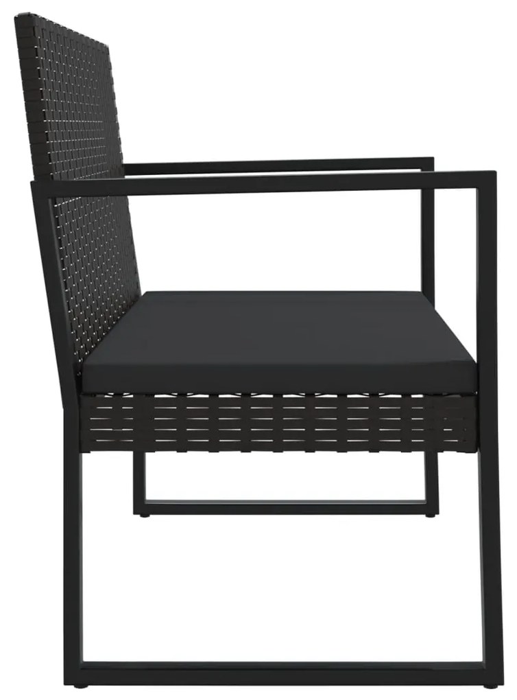 4 pcs conjunto lounge de jardim c/ almofadões vime PE preto