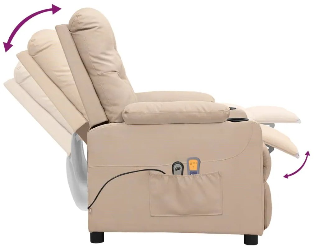 Poltrona elevatória de massagens elétrica tecido creme