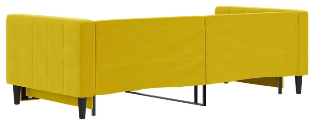 Sofá-cama com gavetão 90x200 cm veludo amarelo