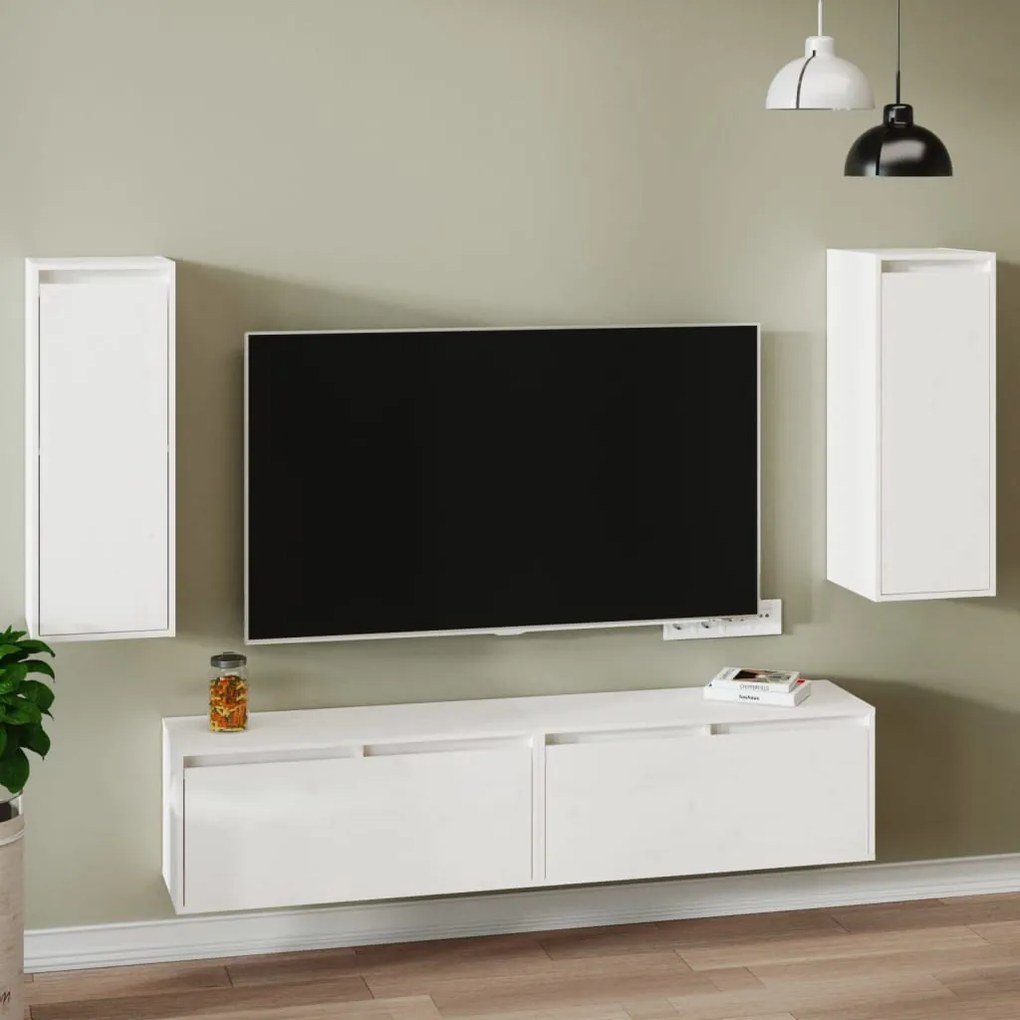 813498 vidaXL Mesas de cabeceira 2 pcs 30x30x80 cm pinho maciço branco