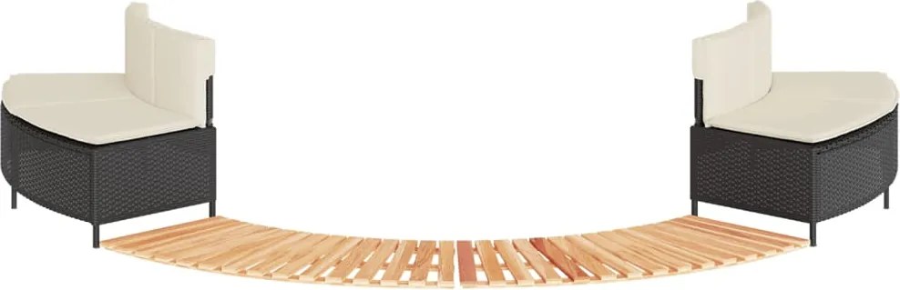 vidaXL Contorno de banheira vime PE e madeira de acácia maciça preto