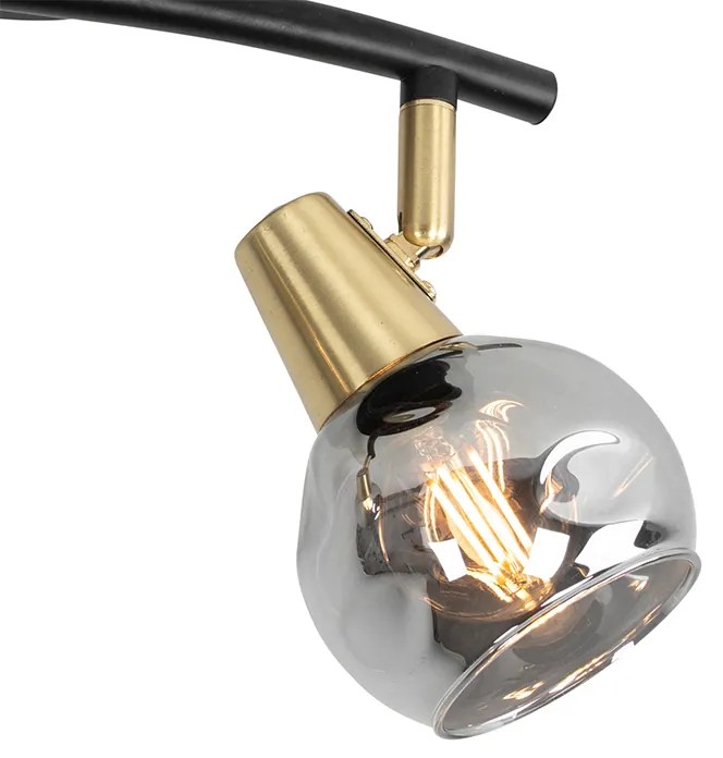 Plafon preto com latão e vidro fumê 2-luzes - VIDRO Art Deco