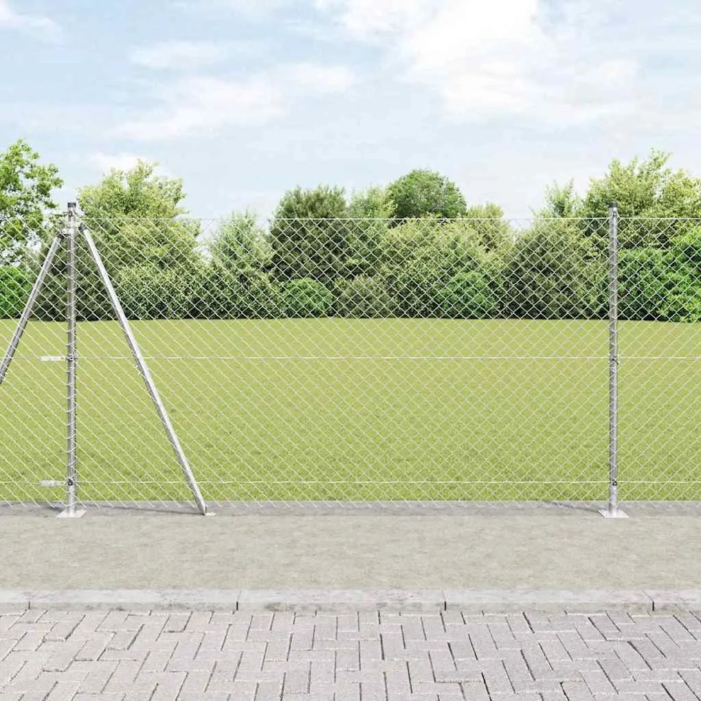 vidaXL Conjunto de Postes de Cerca Prateado 10 x 1.2 m Aço Galvanizado
