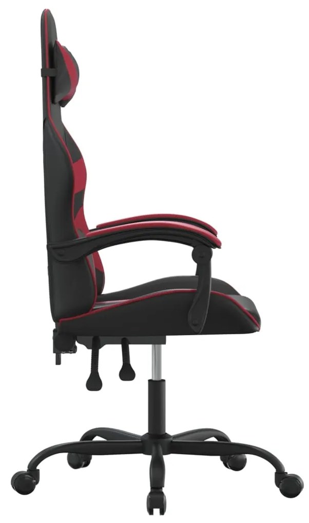 Cadeira gaming couro artificial preto e vermelho tinto